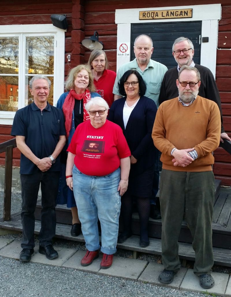 Sällskapets styrelse i maj 2016. Från vänster Lars Bengtsson, Aase Fridegård, Elisabeth Forsman, Anna-Lena Eriksson, Eva Emanuelsson, Sune Johansson, Mats O Karlsson, Lars Holst.